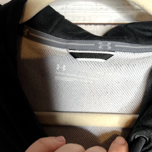 Under Armour Women's Color Block Black Terry Fleece Hoodie Med NWT - Picture 3 of 4